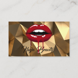Carte De Visite Maquillage Luxe Or Glam Rouge Goutte à Goutte Lèvr