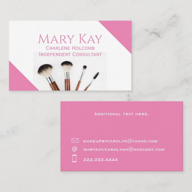 Carte De Visite Maquillage minimaliste rose (Devant / Derrière)
