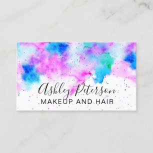 Carte De Visite Maquillage moderne bleu rose de traçages