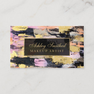Carte De Visite Maquillage noir rose acrylique de traçages