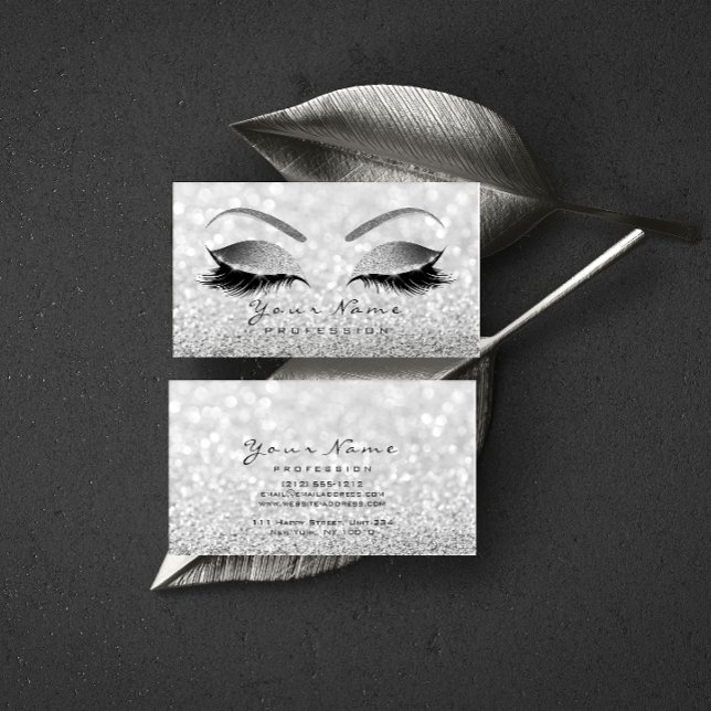 Carte De Visite Maquillage Oeil sourcils Parties scintillant Gris  (Créateur téléchargé)