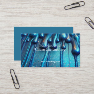 Carte De Visite Maquillage Pailleté Bleu Glamour qui Dégouline