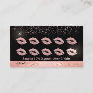Carte De Visite Maquillage Paillettes points coup de poing lèvres 