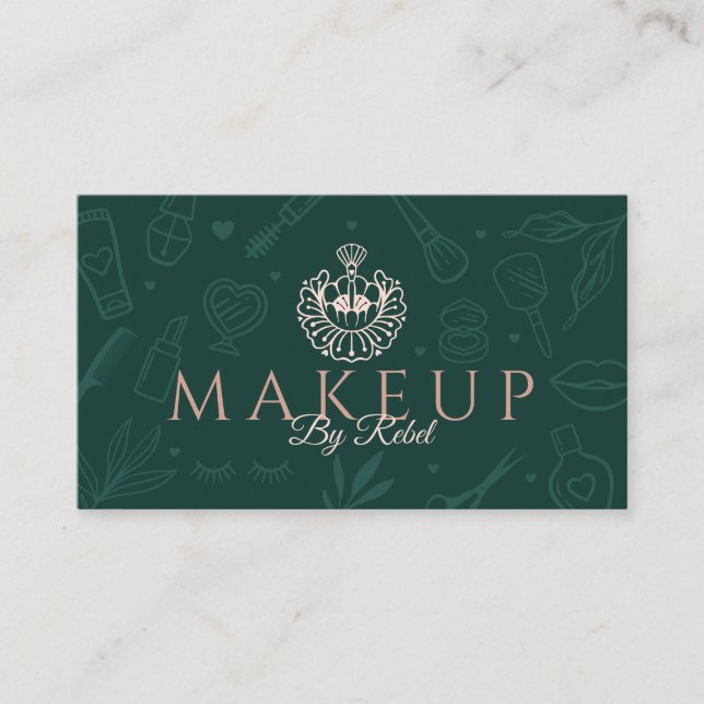 Carte De Visite Maquillage par | Beauty Charms Green & Pink Maquil (Devant)