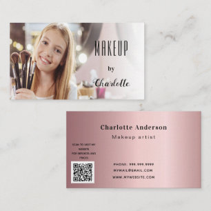 Carte De Visite Maquillage peintre photo beauté flush script QR co
