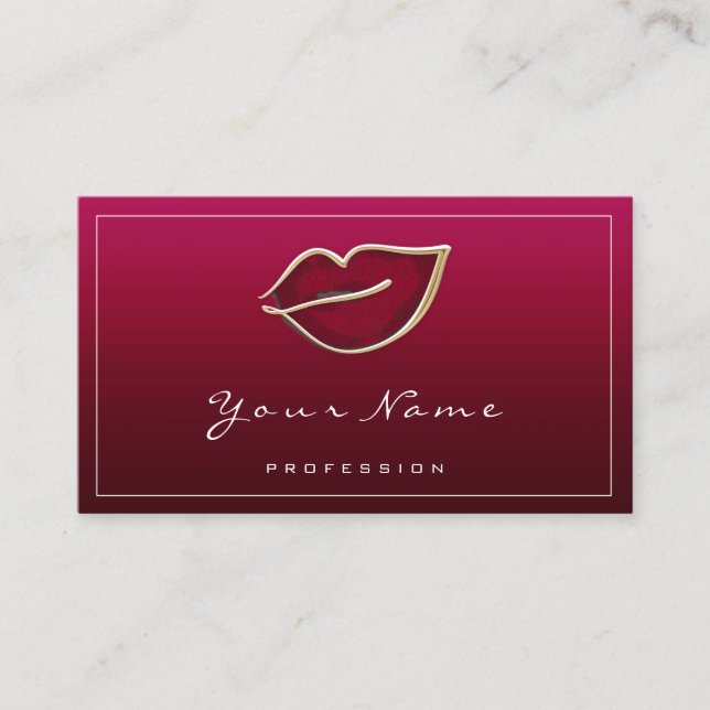 Carte De Visite Maquillage permanent Beauté Kiss Lips QR LOGO Roug (Devant)