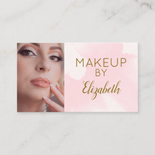 Carte De Visite Maquillage photo aquarelle rose tendre