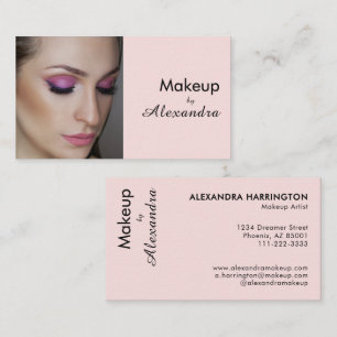 Carte De Visite Maquillage photo de script noir rose blush 