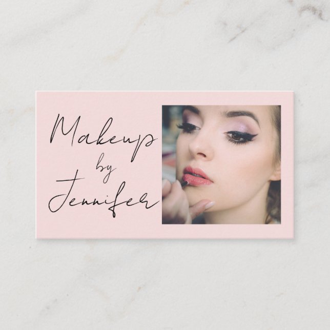 Carte De Visite Maquillage photo de script rose vif (Devant)