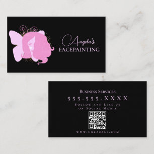 Carte De Visite Maquillage pour femme papillon facepainant code QR