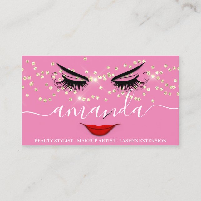 Carte De Visite Maquillage professionnel de beauté Gold Lash Lèvre (Devant)