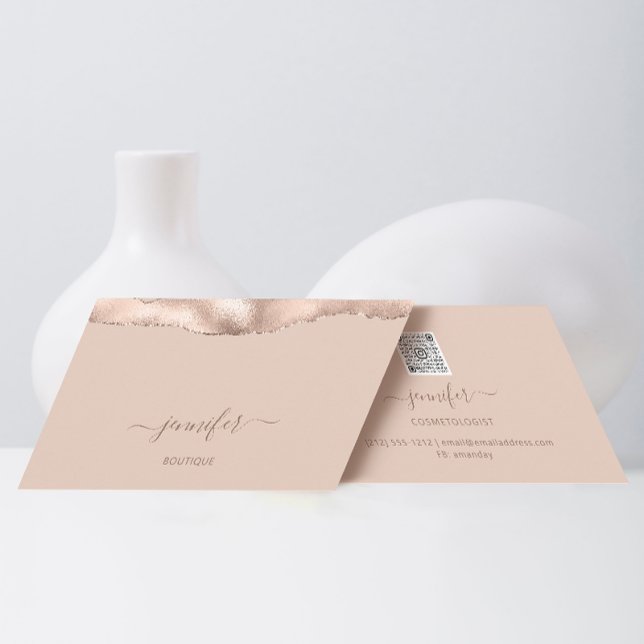 Carte De Visite Maquillage QR Code Powder Blush Skinny (Créateur téléchargé)