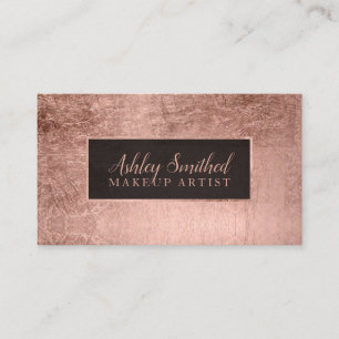 Carte De Visite Maquillage rose de feuille d'or de faux simple de