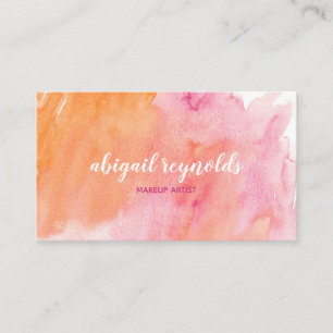 Carte De Visite Maquillage rose et orange Aritist d'aquarelle