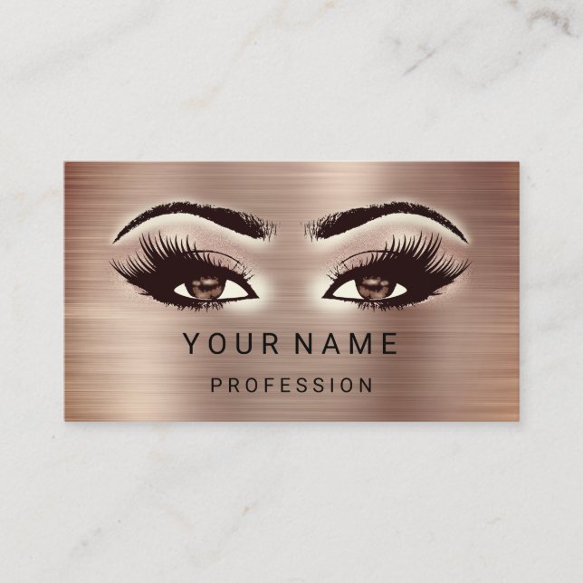 Carte De Visite Maquillage Rose fumé Yeux Brown minimaux (Devant)