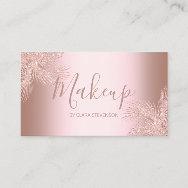 Carte De Visite Maquillage rose girly élégant de paume de parties (Devant)