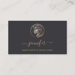 Carte De Visite Maquillage Rose gris - Logo de l'artiste Lashes QR