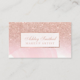 Carte De Visite Maquillage rose moderne d'aquarelle de rose de