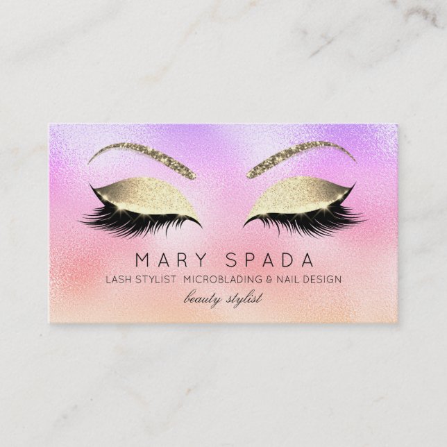 Carte De Visite Maquillage sourcils Parties scintillant diamant or (Devant)