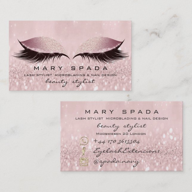 Carte De Visite Maquillage Studio Eyebrosses Lashes SPAS Rose (Devant / Derrière)