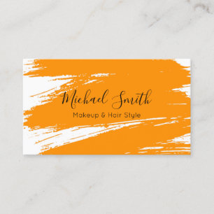 Carte De Visite Maquillage Style Cheveux Moderne Orange Brush Stro