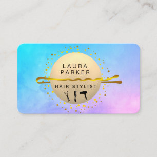 Carte De Visite Maquillage Stylo Cheveux Artiste Salon Teal Blue R