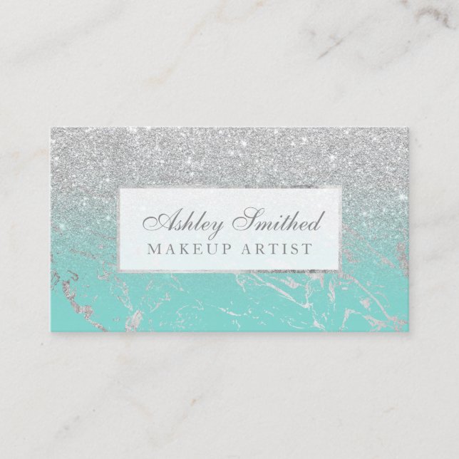 Carte De Visite Maquillage turquoise d'ombre de parties (Devant)