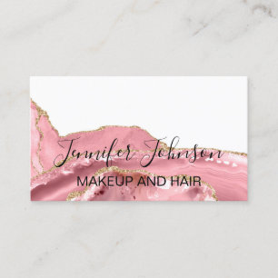 Carte De Visite Maquillage typographie élégante rose quartz agate