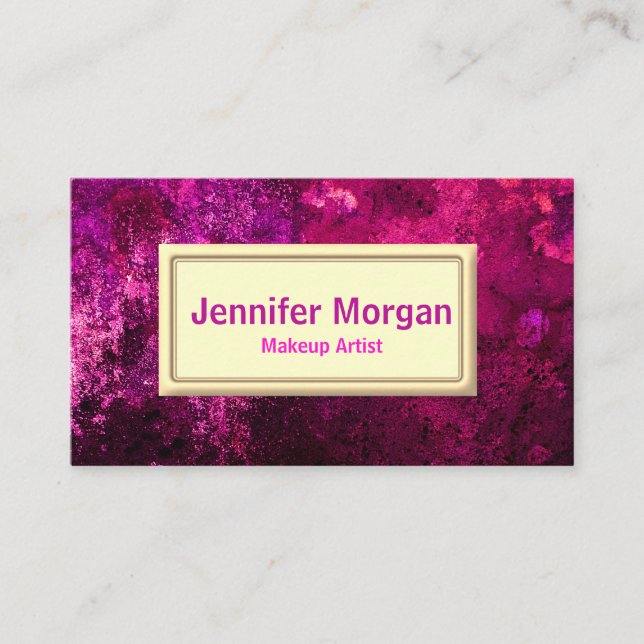 Carte De Visite Maquilleur abstrait moderne à la mode magenta d'or (Devant)