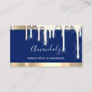 Carte De Visite Maquilleur de coiffure Pilotes 3D Gold Navy