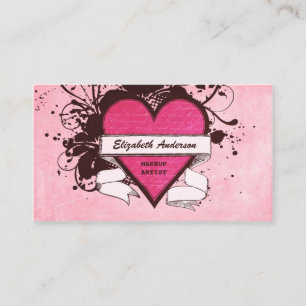 Carte De Visite Maquilleur grunge rose Girly de cosmétologie de