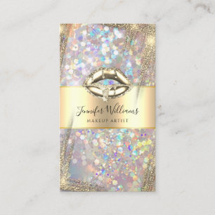 Carte De Visite Maquilleur Moderne Code QR Strass Holographique