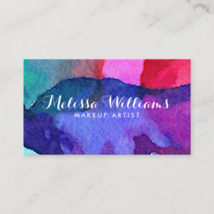 Carte De Visite Maquilleur multicolore abstrait d'aquarelles