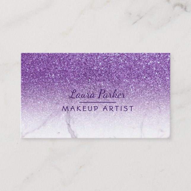 Carte De Visite Maquilleur pourpre de marbre de Faux de parties (Devant)