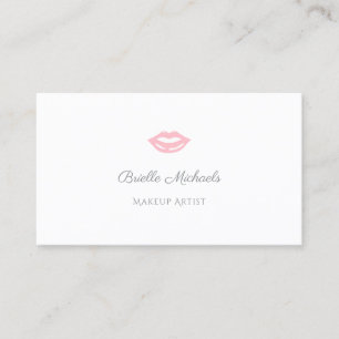 Carte De Visite Maquilleur rose mou simple et chic de lèvres