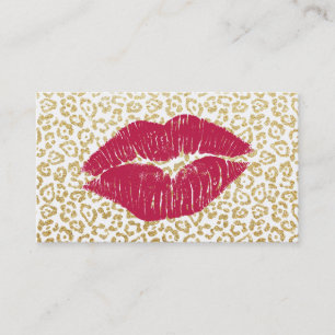 Carte De Visite Maquilleur rouge de baiser d'empreinte de léopard
