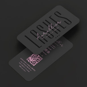 Carte De Visite Maquilleuse Cils Sourcils Rose Noir