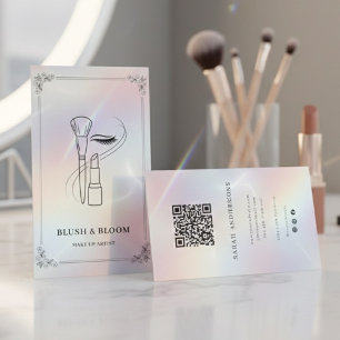 Carte De Visite Maquilleuse de luxe avec code QR Holographique