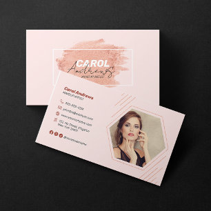 Carte De Visite Maquilleuse Pink Brown Cils Sourcils Photo Salon