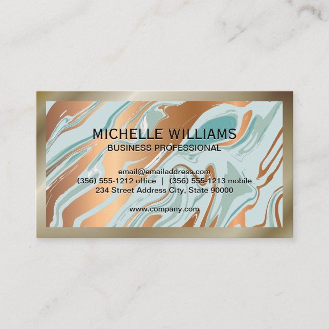 Carte De Visite Marble Liquify Arrière - plan | Bordure (Devant)