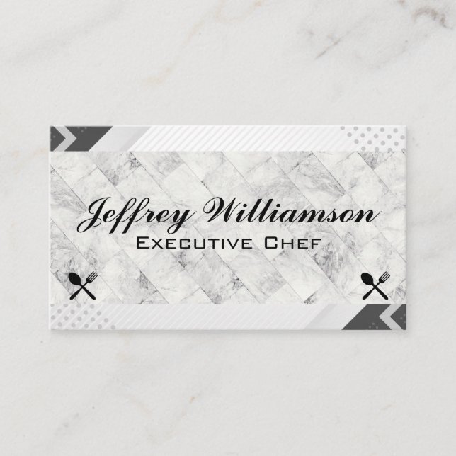 Carte De Visite Marble Tiles | Wood | Silverware Culinary Logo (Devant)