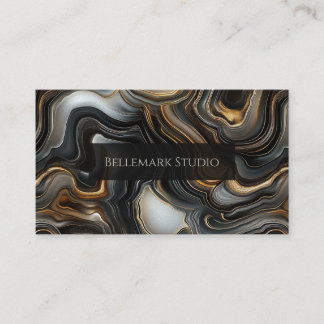 Carte De Visite Marbled Black Agate Business Card