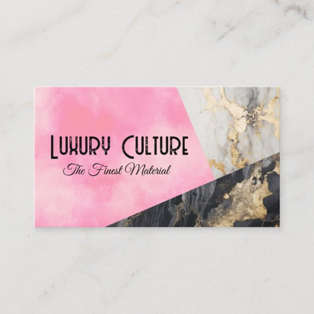 Carte De Visite Marbre à huile d'or | Texture rose | Lux (Devant)