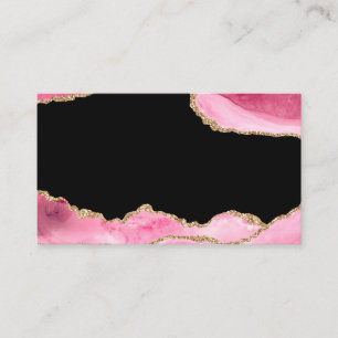 Carte De Visite Marbre Agate Rose Pailleté Or Élégant Luxueux Chic