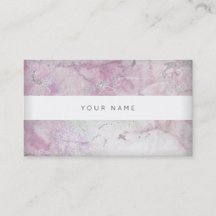 Carte De Visite Marbre argenté gris blanc VIP de rose en pastel