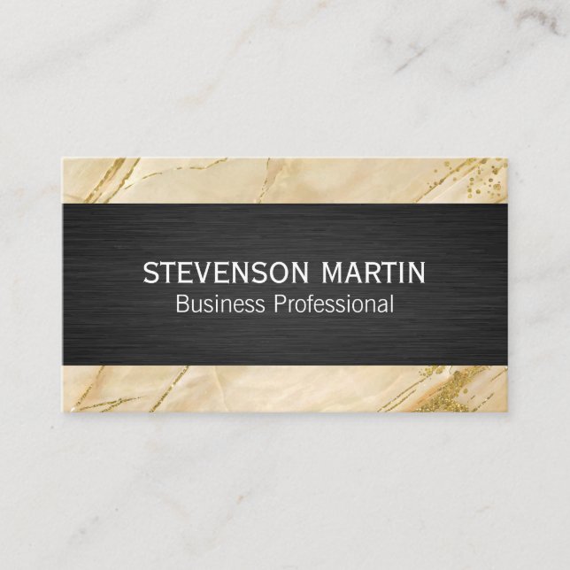 Carte De Visite Marbre beige | Texture noire (Devant)