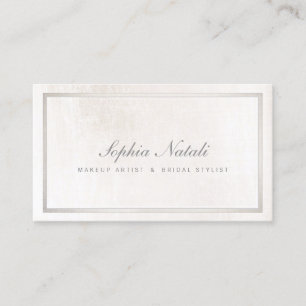 Carte De Visite Marbre blanc brossé luxueux et bordure en argent