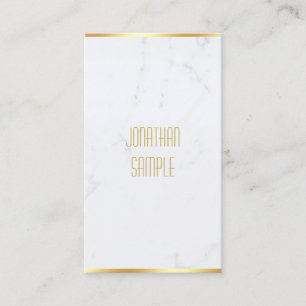 Carte De Visite Marbre blanc créatif élégant Gold Nom moderne
