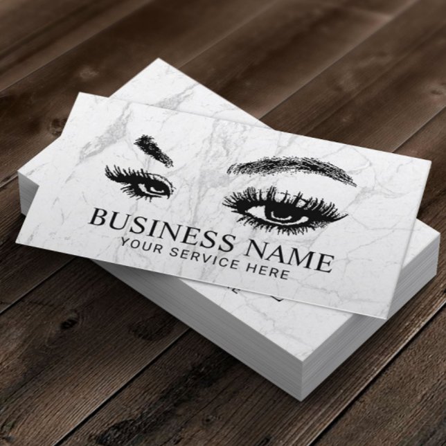 Carte De Visite Marbre blanc de maquillage Lashes & Bross Artist (Créateur téléchargé)