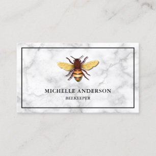 Carte De Visite Marbre blanc élégant moderne Honey Bee Beekeeper